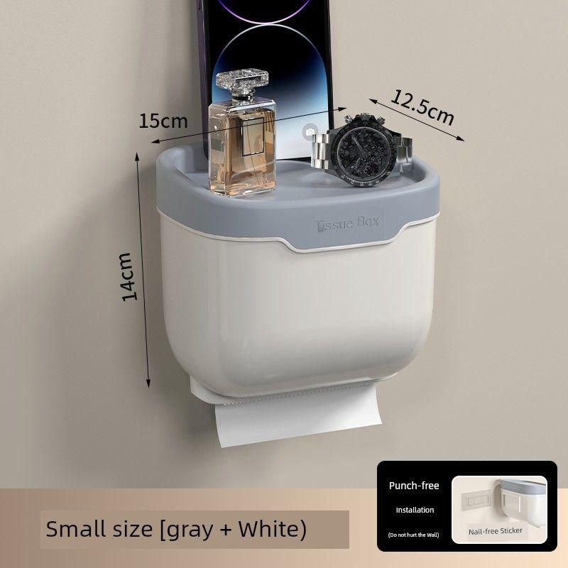 Punch-Free Toilet Tissue Box Toilet Waterproof Towel Rack Storage Rack Paper Extraction Box Wall Hanging Chart Drum