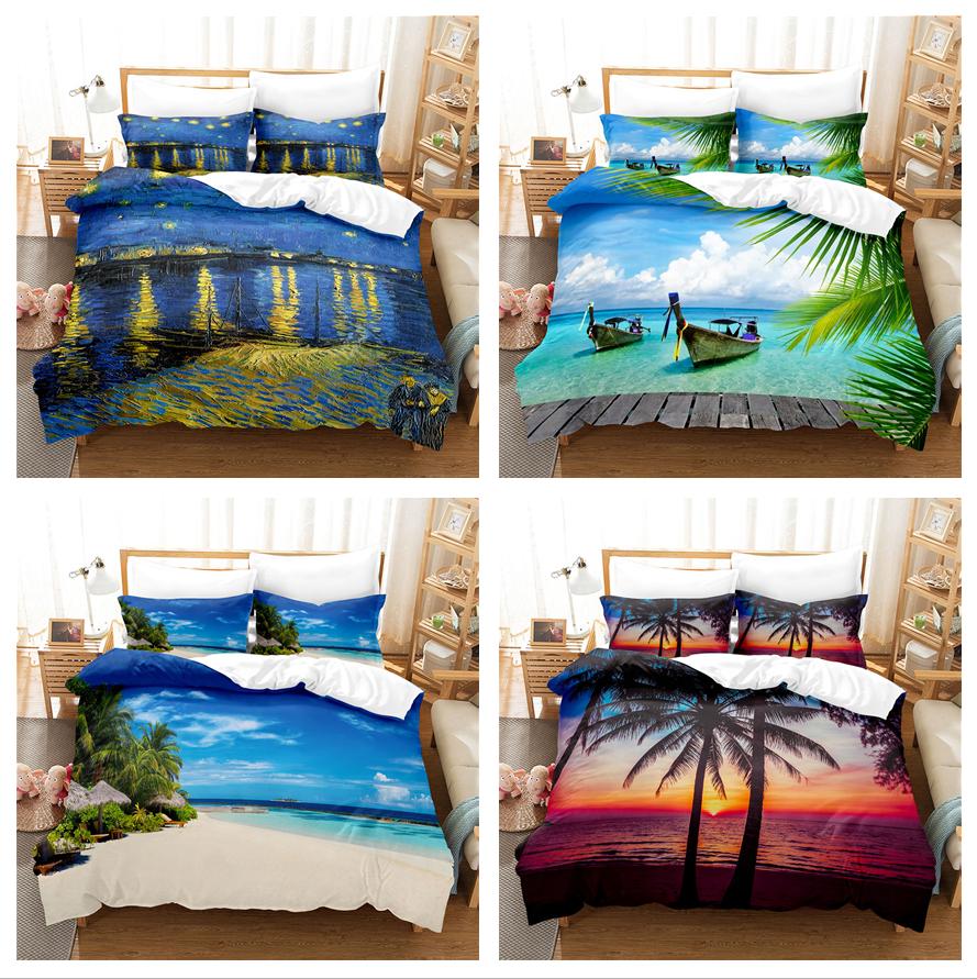 3D морской пейзаж тема домашнее постельное белье пододеяльник набор наволочек для односпальной/двуспальной кровати AU King кровать полноразмерное украшение для дома пододеяльник