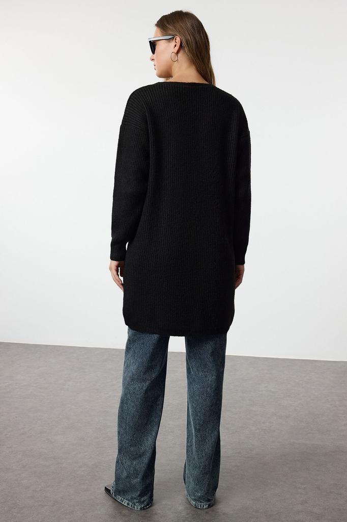 Женский модный стильный кардиган, длинный базовый трикотажный кардиган с камнями