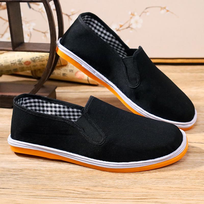 Старые пекинские матерчатые туфли из говяжьей сухожилия, подошва из шины, лазанья, черные матерчатые туфли, мужские рабочие шоферские эластичные парусиновые туфли