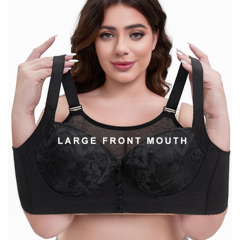 Sexy Bra for Women In Plus Size with Steel Rims Adjustable Shoulder Straps Lace Front Buckle Bra