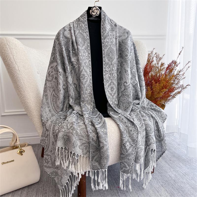 Autumn Bohemian Ethnic Paisley Cashmere Shawls Scarf for Women Warm Jacquard Pashmina Scarves Print Design Lady Foulard Stoles