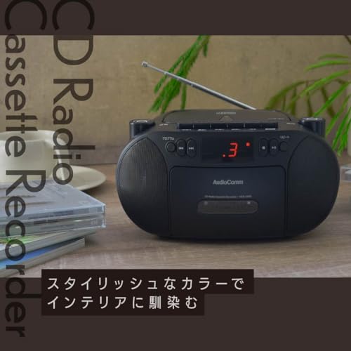 OHM Electric AudioComm Портативный CD-бумбокс, от сети, от батареек, Радио, Кассетная дека, Запись и воспроизведение на кассету, Белый, RCD-320N-W (Pr