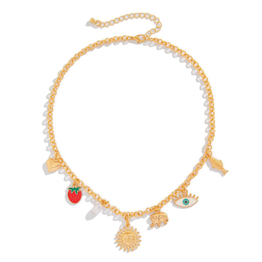 Ожерелье Fashion Sense Sun Set Zircon с женским геометрическим узором из сплава Love Tassel Clavicle Chain
