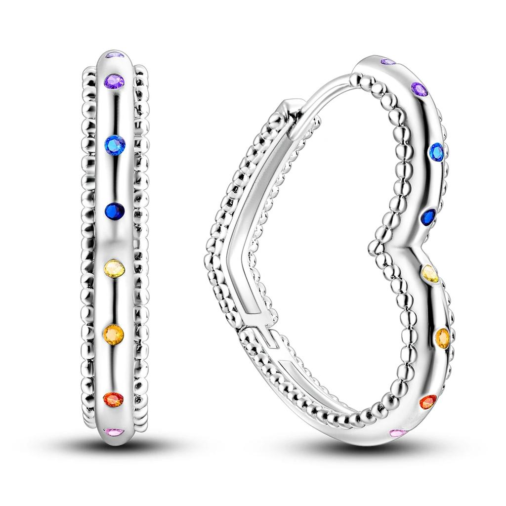 Original 925 Sterling Silver Women Hoop Earrings High Quality Shine Zircon U Shaped Classic Style Earring for Women Jewelry Gift