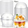 50pcs Crystal Clear Dessert Cups with Lids - Durable And Versatile Containers for Cakes, Candies, Fruits, And Party Gifts