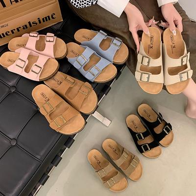 Кожаная обувь на платформе женская летняя новая обувь-полушлепки с крутыми шлепанцами Boken