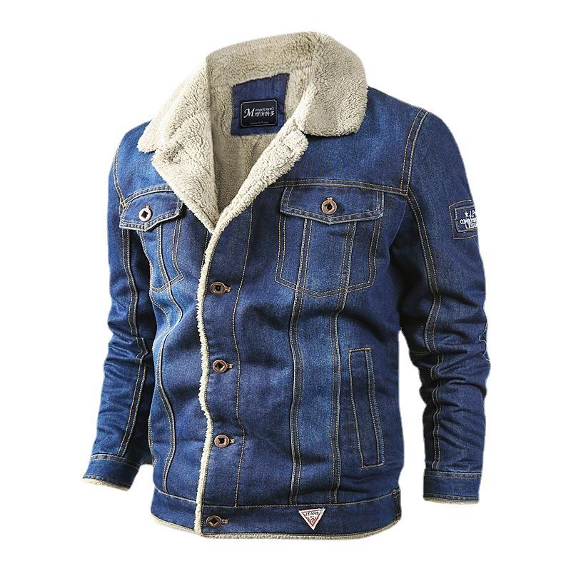 Winter Mens Jean Outwear Men Cowboy Jacket Warm Fur Liner Denim Thick Jacket Top Coat Male Thick Loose Collar Plus Jackets