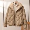 Womens Short Puffer Jacket With Hood White Duck Down Fill Loose Fit Winter Warm Coat Petite