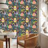 Colorful Owls and Flowers Wallpaper for Living Room and Bedroom 50x1000
