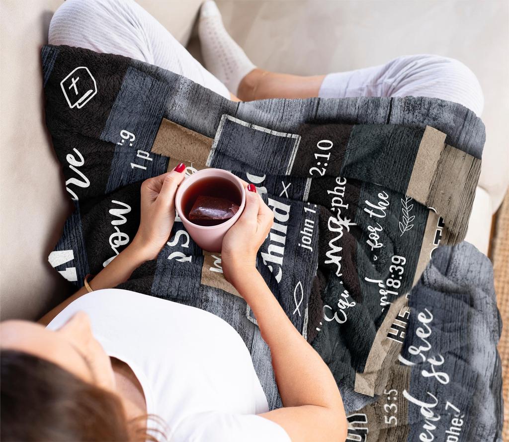 Christian Gifts for Men 60x80 Inch Flannel Fleece Blanket Bible Verse Inspirational Throw with Religious Pattern Soft Lightweight Spiritual Bedding