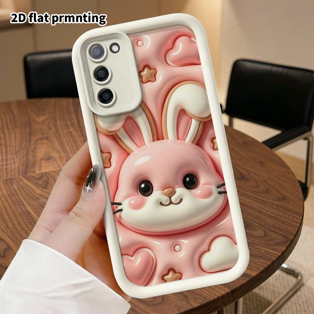 Phone case: 2D flat, suitable for Samsung Galaxy A34 A35 M05 M06 S20 S22 S21 FE Plus 5G protective case, pink bunny, perfect Christmas and Halloween h