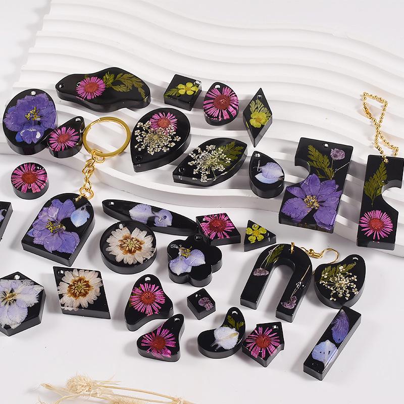 DIY силиконовые формы "Мак" для сережек и подвесок из эпоксидной смолы с кристаллами: сердце, треугольник, овал