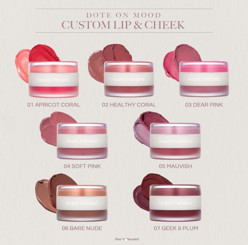 Heart Percent Dote On Mood Индивидуальная помада для губ и щек (7 цветов) 9,4 г
