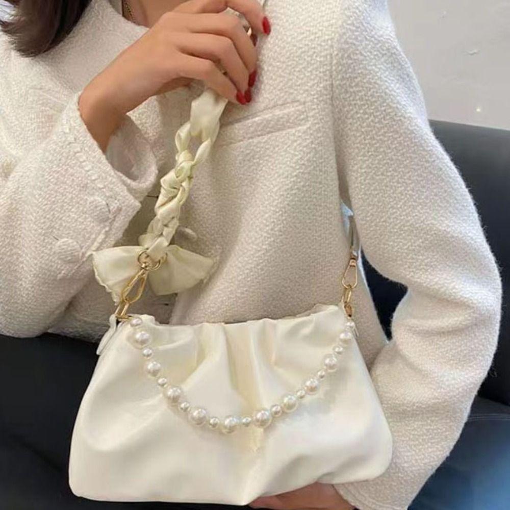 Small Luxury Crossbody Bag Korean Pearl Shoulder Bag Portable Cloud Shoulder Bag Underarm Bag