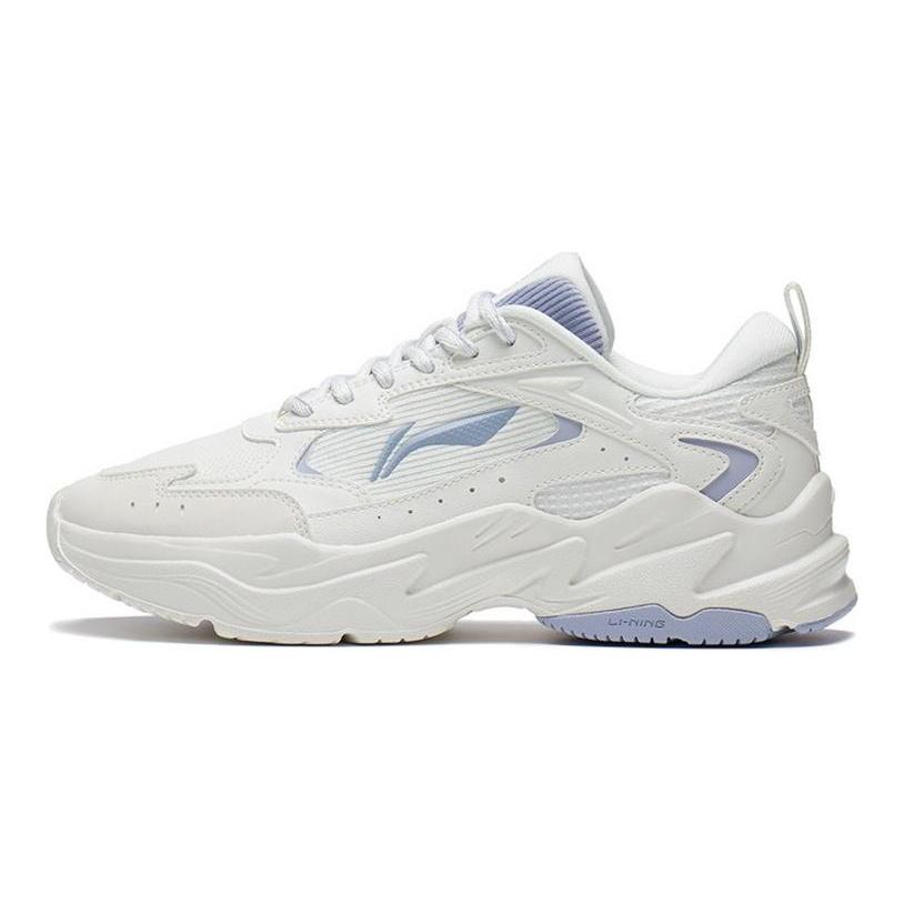 Li Ning Qixing Амортизирующие Скользкие Устойчивые к истиранию Упругие Низкие Беговые Кроссовки Женские Бело-синие ARLS024-1