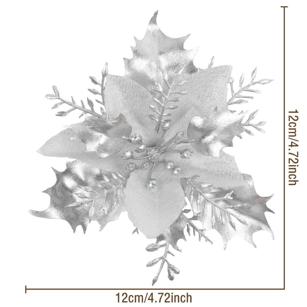12 шт. Искусственный рождественский цветок с пайетками, блестящий 3D-симулятор цветка пуансеттии, рождественские подарки
