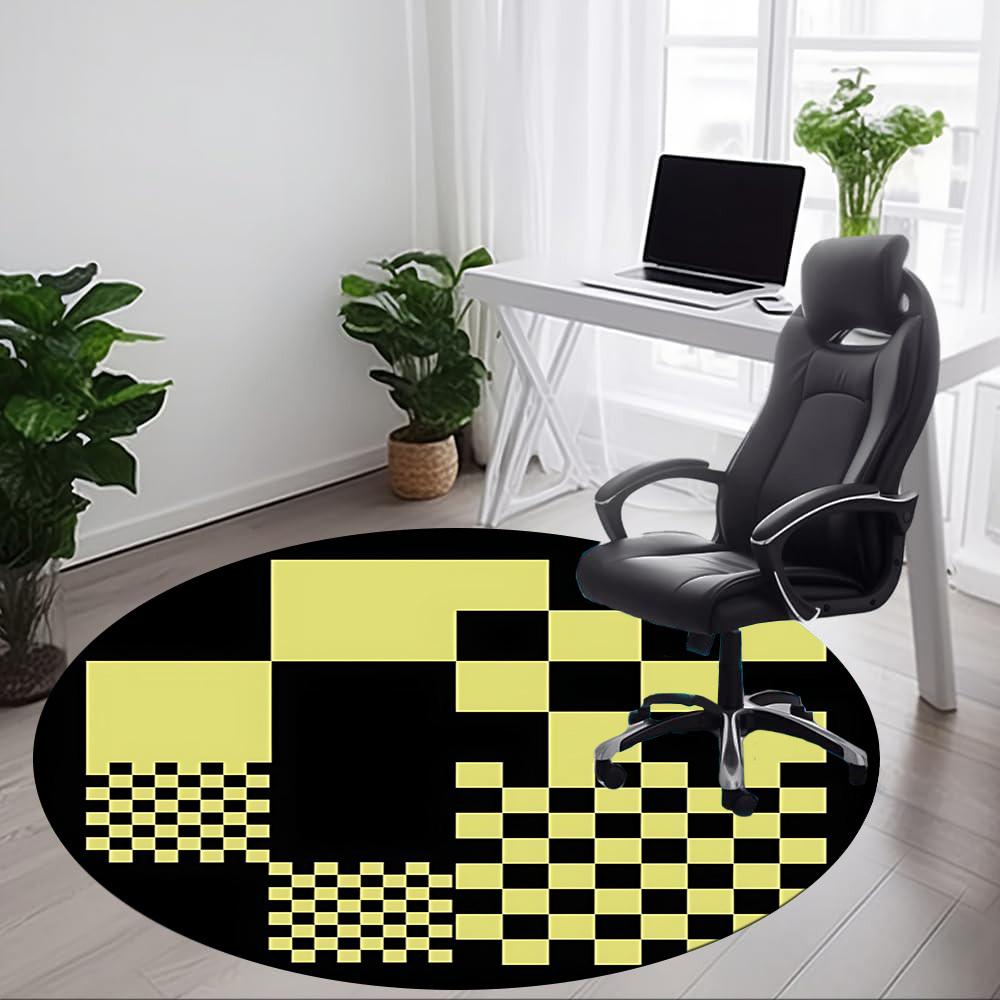 1pc Checkerboard Pattern Office Round Area Rug, Indoor Mat Suitable For Office, Under Office Chairs Bedroom Living Room Home Decor, Room Deco 080