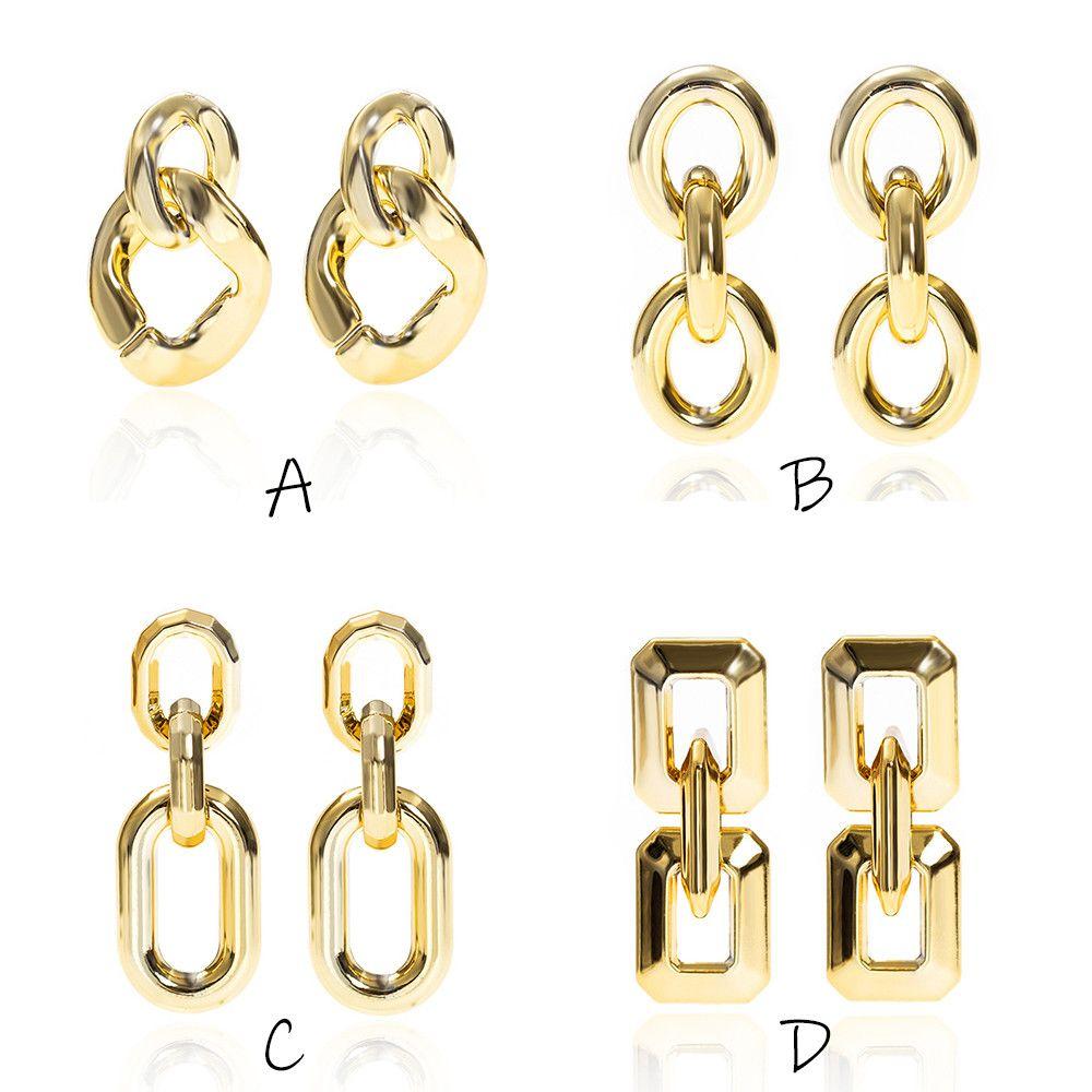 Gold Korean Woman Big Earrings Chain Drop Earrings Eardrop Gift Jewelry