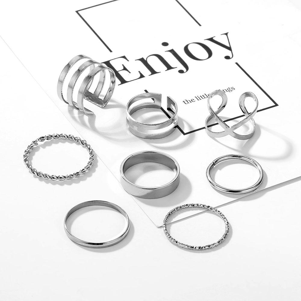 2024 Ретро женский комплект из 8 предметов Регулируемое кольцо Личное кольцо Кольцо в стиле панк Мода Нейтральный тренд
