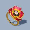 Exquisite Women's Flower for Ring Red Epoxy Enamel Jewelry AAAA Zircon Ring Handmade Enamel Ring Jewelry Wedding Rings