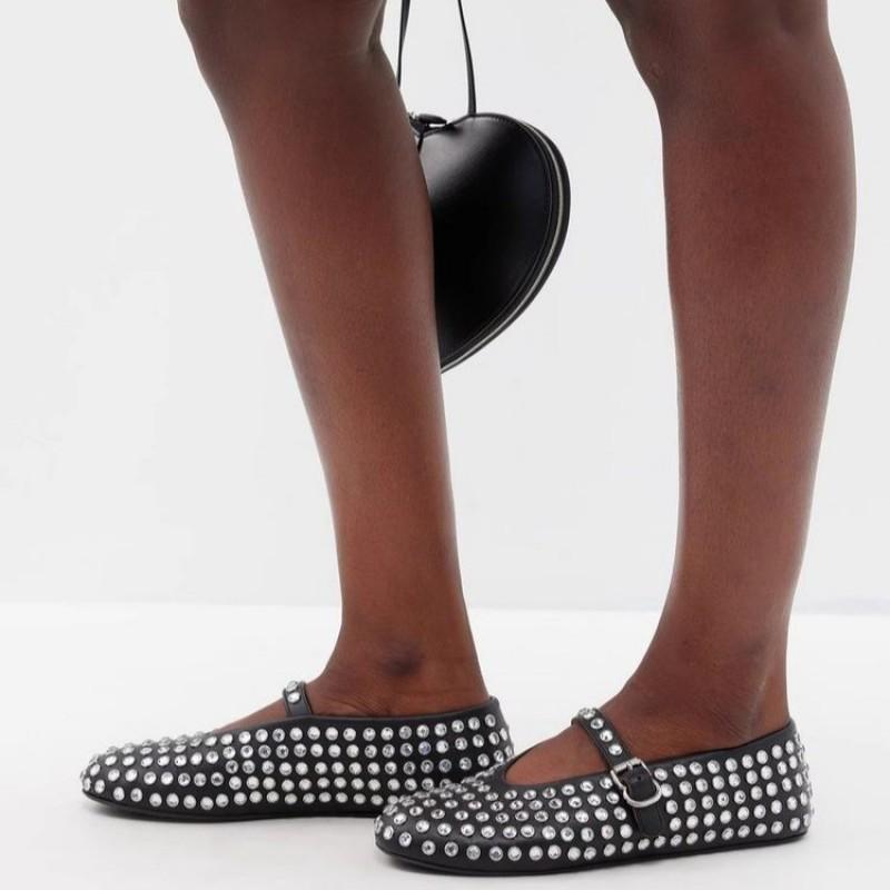 Женская удобная обувь на плоской подошве с деталью из страз, закругленным носком, без шнуровки, из ПУ, модная