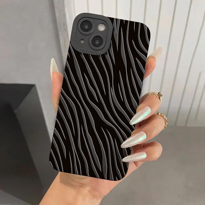 Силиконовый чехол с полосатым узором для iPhone 16 Pro Max 15 14 13 12 11 X XS XR 7 8 Plus SE 13 Mini, противоударный, мягкий чехол