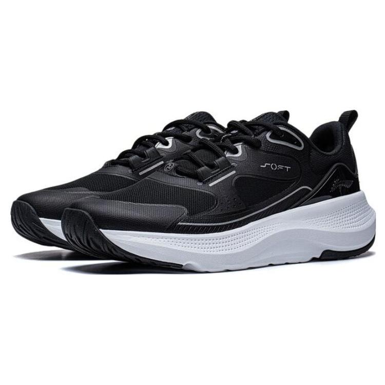 Li Ning SOFT GO Нескользящие, Износостойкие, Дышащие Низкие Повседневные Кроссовки Женские Черно-Белые AGLT126-2