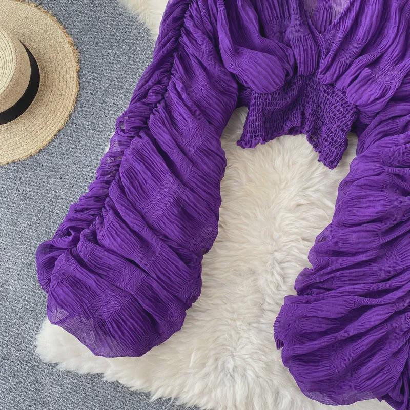 Женский шифоновый топ с рукавами-фонариками – европейский и американский дизайн, облегающий крой, модный и универсальный