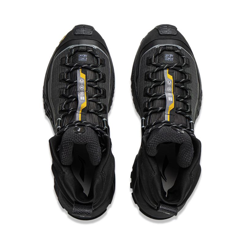 Li Ning Outdoor CF Tracing, Xingchuan Pro Покрытие Отражающий Отскок Высокие Туристические Ботинки Унисекс Ночной Черный AHTV035-1