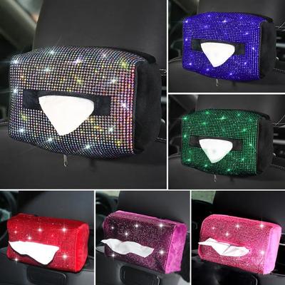 Автомобильная коробка для салфеток, держатель для бумаги Diamond Crystal, чехол для коробки для салфеток на спинку сиденья, контейнер для салфеток, держатель-органайзер для хранения в салоне автомобиля