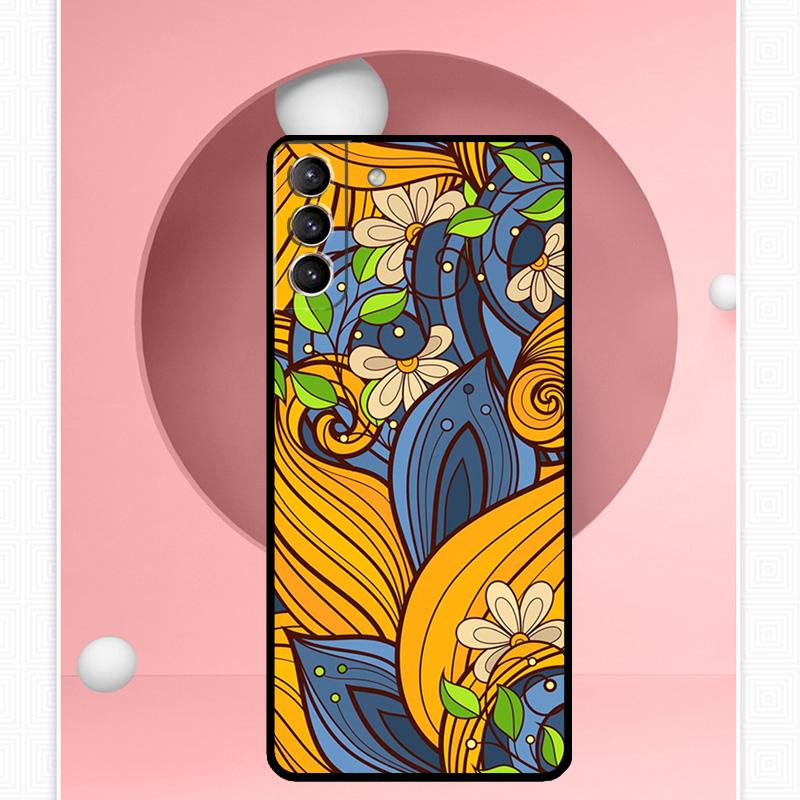 Чехол с русским узором «Хохлома» для Samsung Galaxy S22 S23 S24 Ultra Note 20 10 S8 S9 S10 Plus S21 S20 FE, мягкий чехол