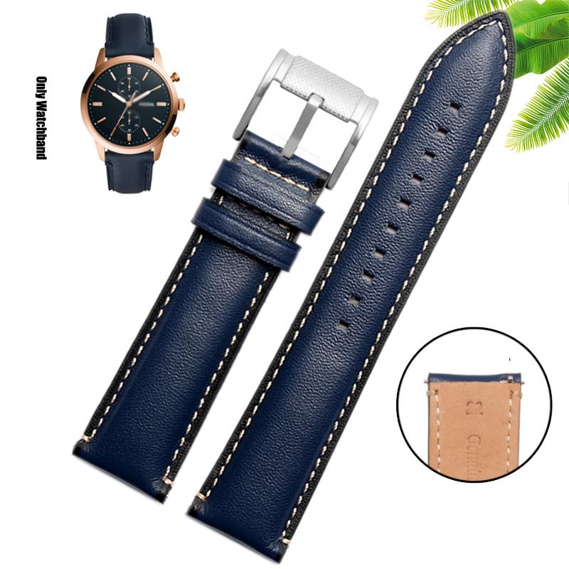 Натуральная кожа 22 мм Ремешок для часов для FOSSIL FS4835/FS5237/ME3052/FTW1114 Коровья кожа 20 мм Ремешок для часов Замена водонепроницаемого браслета мужской