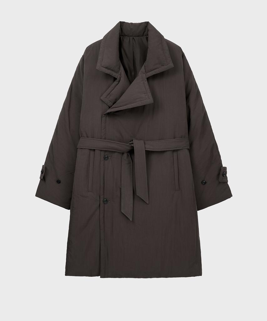 Noirer Padded Wrap Trench Coat (Burgundy)