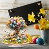 Easter Bunny Acrylic Ornament 2D Flat Print Colorful Eggs Tree Rabbit Ornament Desktop Decoration Easter Eggs Sign for Home Mantel Dinning Table Decor