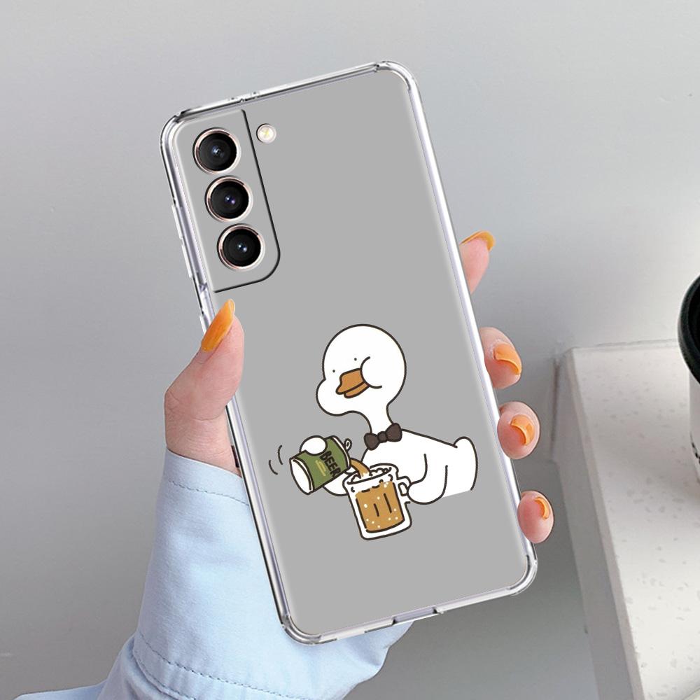 Чехол для телефона Samsung Galaxy S26 S25 S24 S23 S22 Ultra S20 S21 FE 5G Plus Мягкий Прозрачный Чехол Забавный Милый Утенок Модный Парный