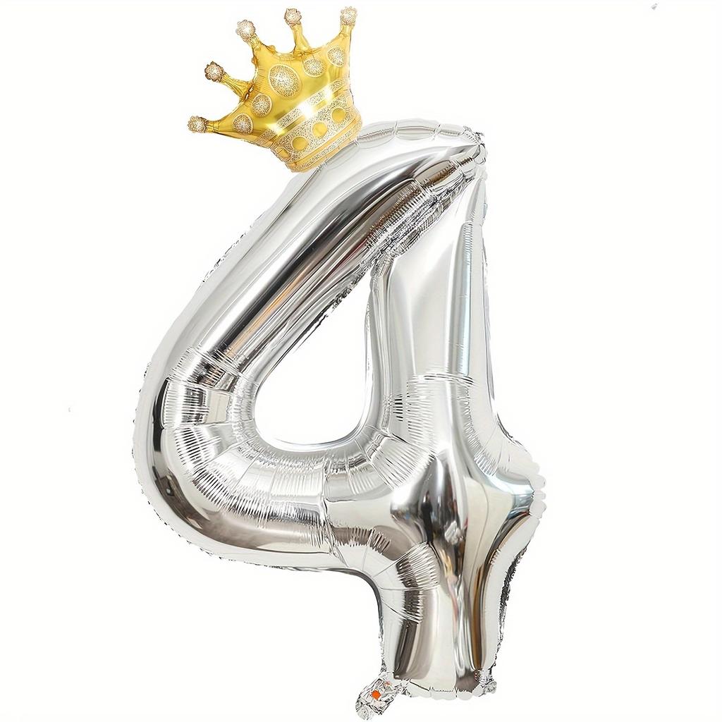 Набор из 2 серебряных воздушных шаров с цифрами от 0 до 9 и золотых воздушных шаров в виде короны, подходит для празднования дней рождения, юбилеев и вечеринок