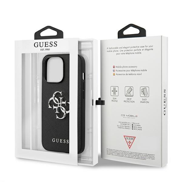 Guess Guhcp13Lsa4Gsbk Iphone 13 Pro/13 6,1 Czarny/Black Hardcase Saffiano 4G Metal Logo