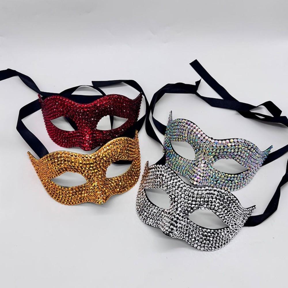 Plastic Halloween Rhinestone Mask Studded Design Masquerade Mask Half Face Mask Themed Event