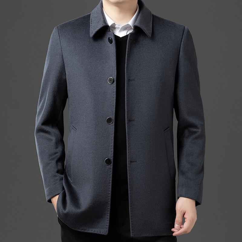 New Autumn and Winter Men's Wool Coat High-end Warm Middle-aged Dad Outfit