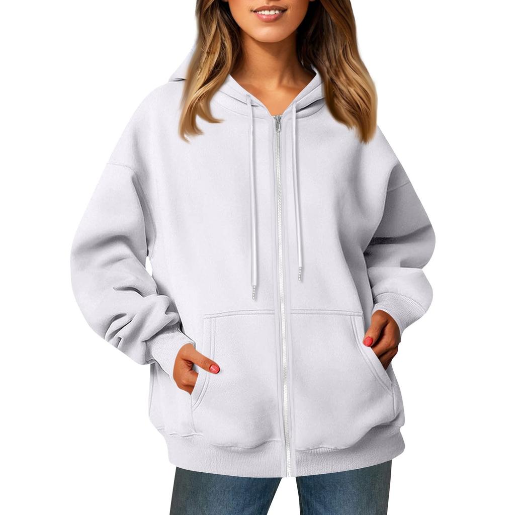 Женская повседневная модная однотонная куртка с длинными рукавами, карманом, молнией, капюшоном, затягивающимся шнурком