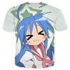 Футболка Lucky Star с японским аниме, мужская, женская, мультяшная, Loli, большие спортивные, с 3D-принтом, уличная одежда Harajuku, детские топы