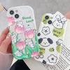 Cute Silicone Case for Tecno Spark 8C iPhone 15 14 Samsung A54 A34 Xiaomi Redmi Note 12 11 Pro Funda Cartoon Puppy Tulip Flower Cover Soft TPU Bumper