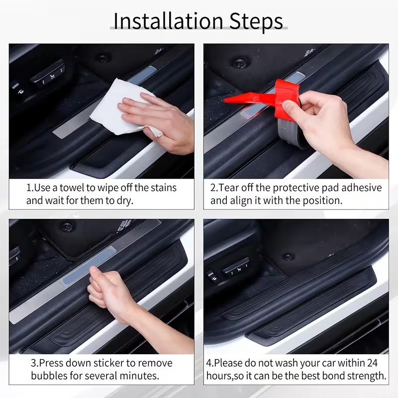 4PCS Universal Car Door Sill Protector Anti Scratch Rubber Strip Auto Step Edge Guard Scuff Plate Cover Black Sedan SUV Styling Interior Mirrors 6