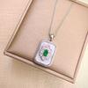Ожерелье из титановой стали с квадратным изумрудом, женское, в стиле ретро, придворное, универсальное, с темпераментным цирконовым кулоном, цепочка для ключицы