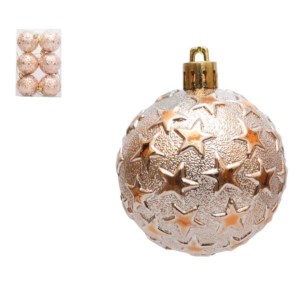 6pcs Colorful Star Christmas Balls Set Shatterproof Xmas Tree Pendants  Merry Christmas Decoration