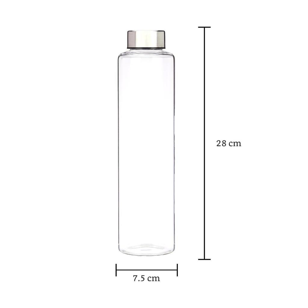 Borosilicate Glass Fridge Bottle with Leak Proof Stainless Steel Cap | 1000 Ml