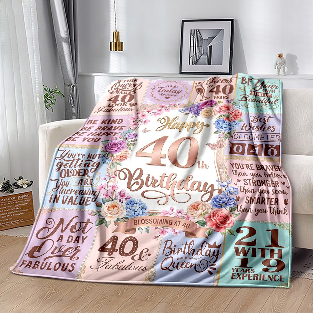 40th Birthday Celebration Quotes Blanket Warmthful Decor Great for Picnics Bed Office All-Season Use Warmthful Decor