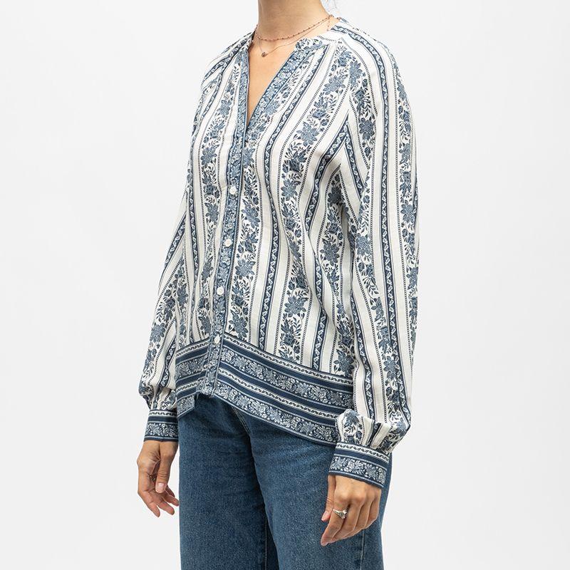 V-neck Blouse with Vintage Print Beata Woman LA PETITE ETOILE