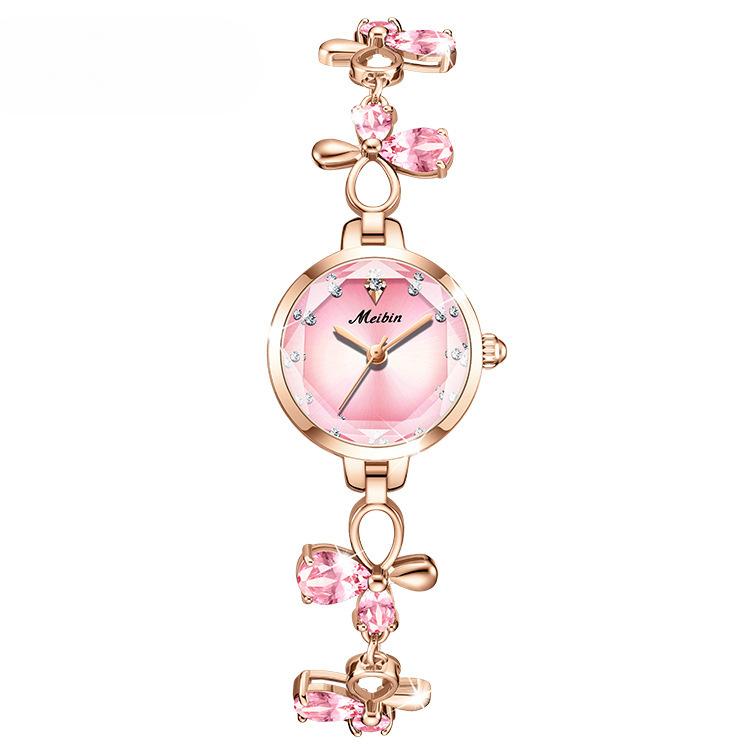 Модный браслет женские часы темперамент огранка маленький циферблат кварцевые бабочки браслет со стразами часы